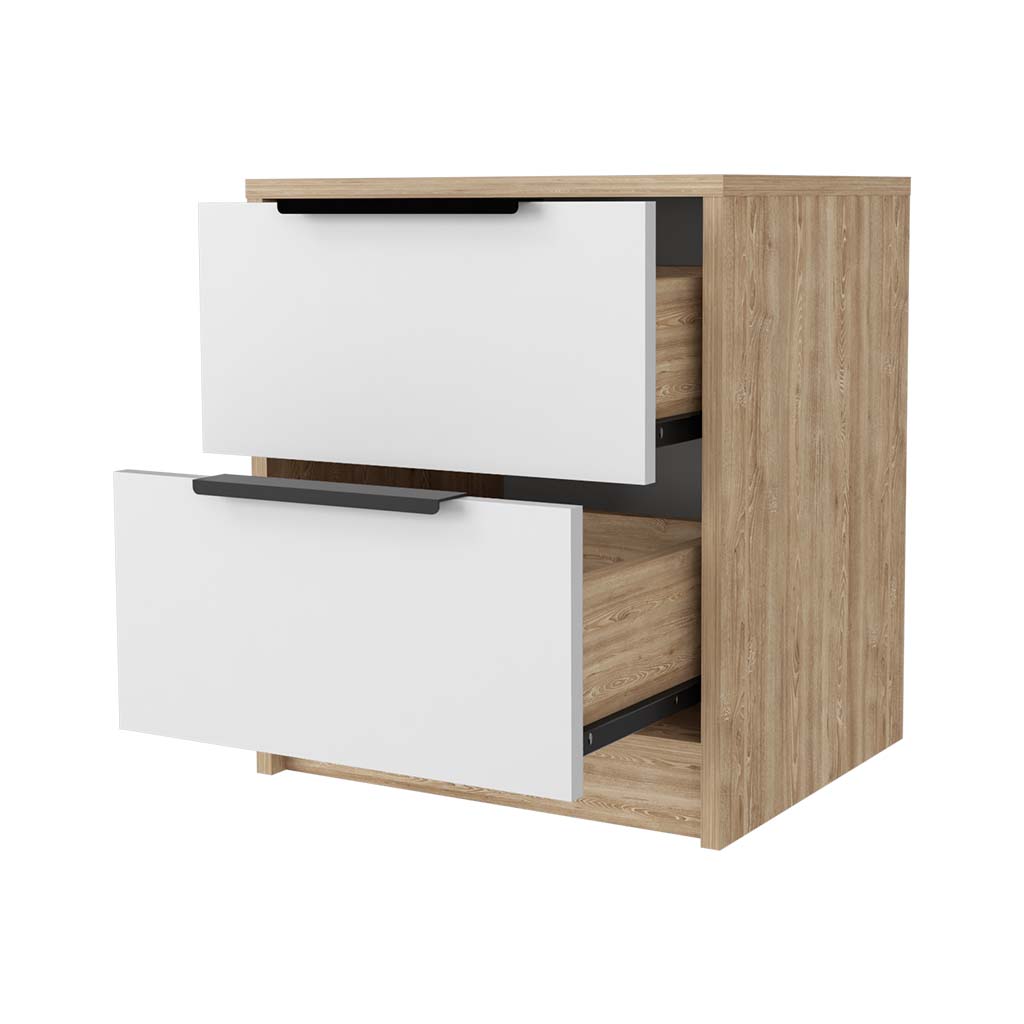 Washington Nightstand, Two Large Drawers Multicolor 2 Drawers Bedroom Rectangle Modern Shelf Mdf Engineered Wood