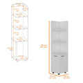 Sunriver Corner Shelf With Cabinet, 3 Tier Shelf, Metal Handles White Mdf Engineered Wood