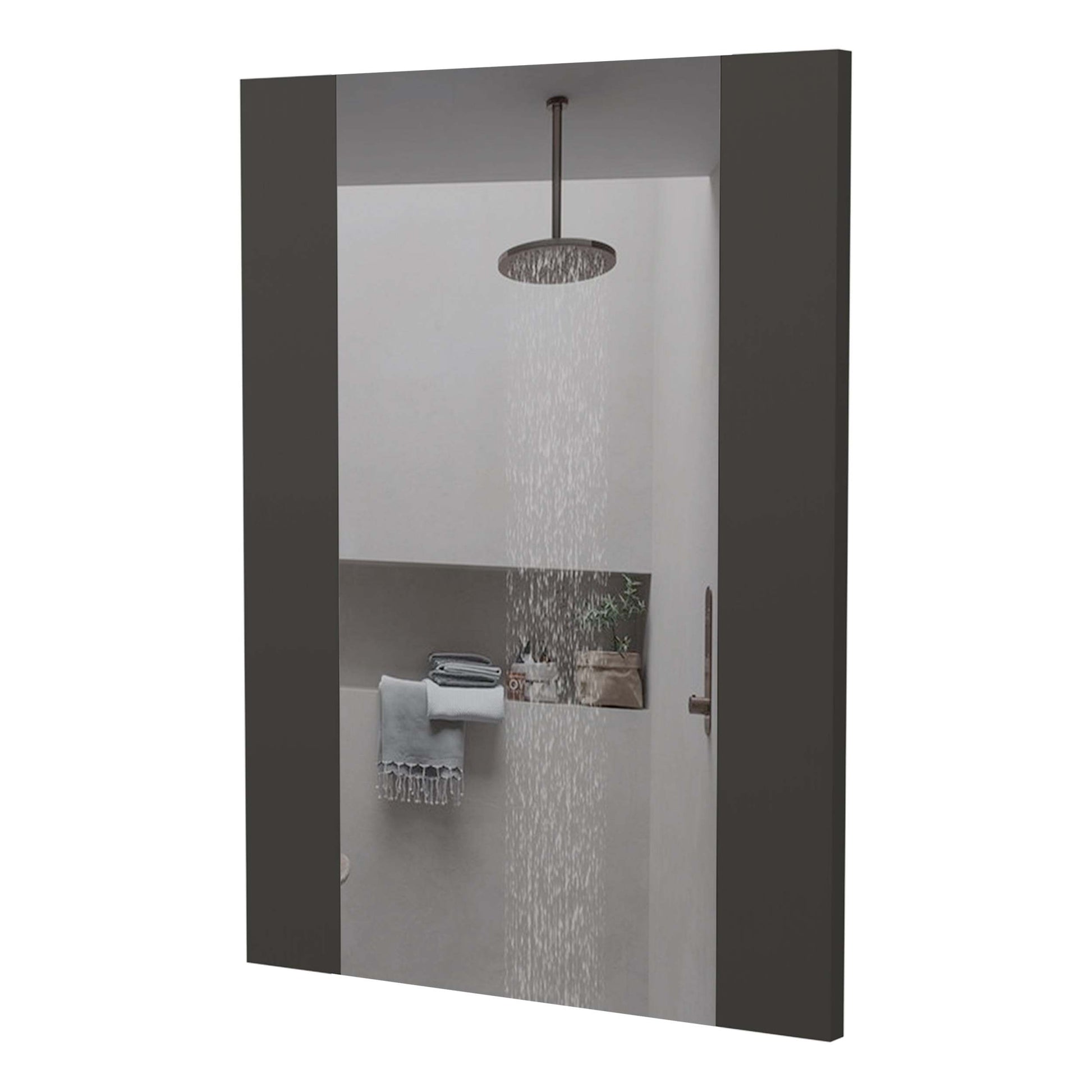 Mirror Praia, Looking Glass, Rectangular Shape Black Mdf Engineered Wood