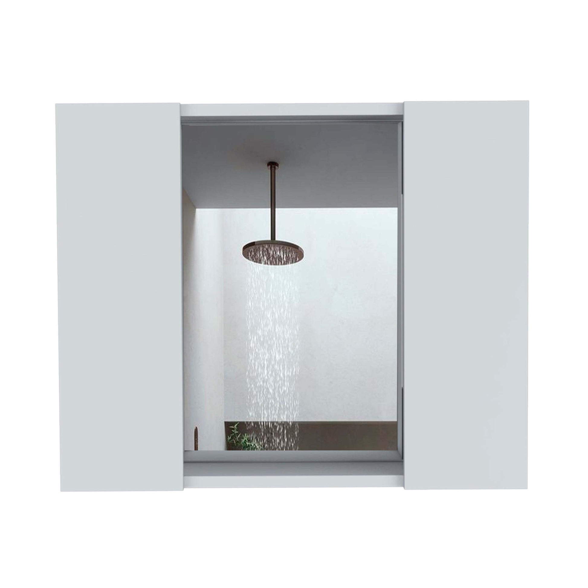 Draco Medicine Cabinet, Mirror, Double Door, One External Shelf White Mdf Engineered Wood