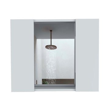 Draco Medicine Cabinet, Mirror, Double Door, One External Shelf Beige Mdf Engineered Wood