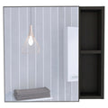 Minsk Medicine Cabinet, Mirror, Two External Shelves, Single Door Cabinet, Three Interior Shelves Black Mdf Engineered Wood