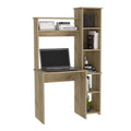 Nashville Writing Desk, Six Shelves Beige Computer Desk Office Contemporary Rectangular Bookcase Computer Tables Rectangular Melamine Engineered Wood