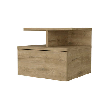 Augusta Floating Nightstand With 2 Tier Shelf And 1 Drawer Brown Mdf Engineered Wood