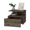 Augusta Floating Nightstand With 2 Tier Shelf And 1 Drawer Brown Mdf Engineered Wood