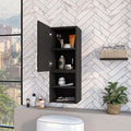 Praia Medicine Cabinet, Four Shelves Single Door Cabinet, Metal Handle Black 1 2 Up To 17 In 24 To 31 In Bathroom Wall Mounted Modern 10 15 Inches Particle Board Engineered Wood