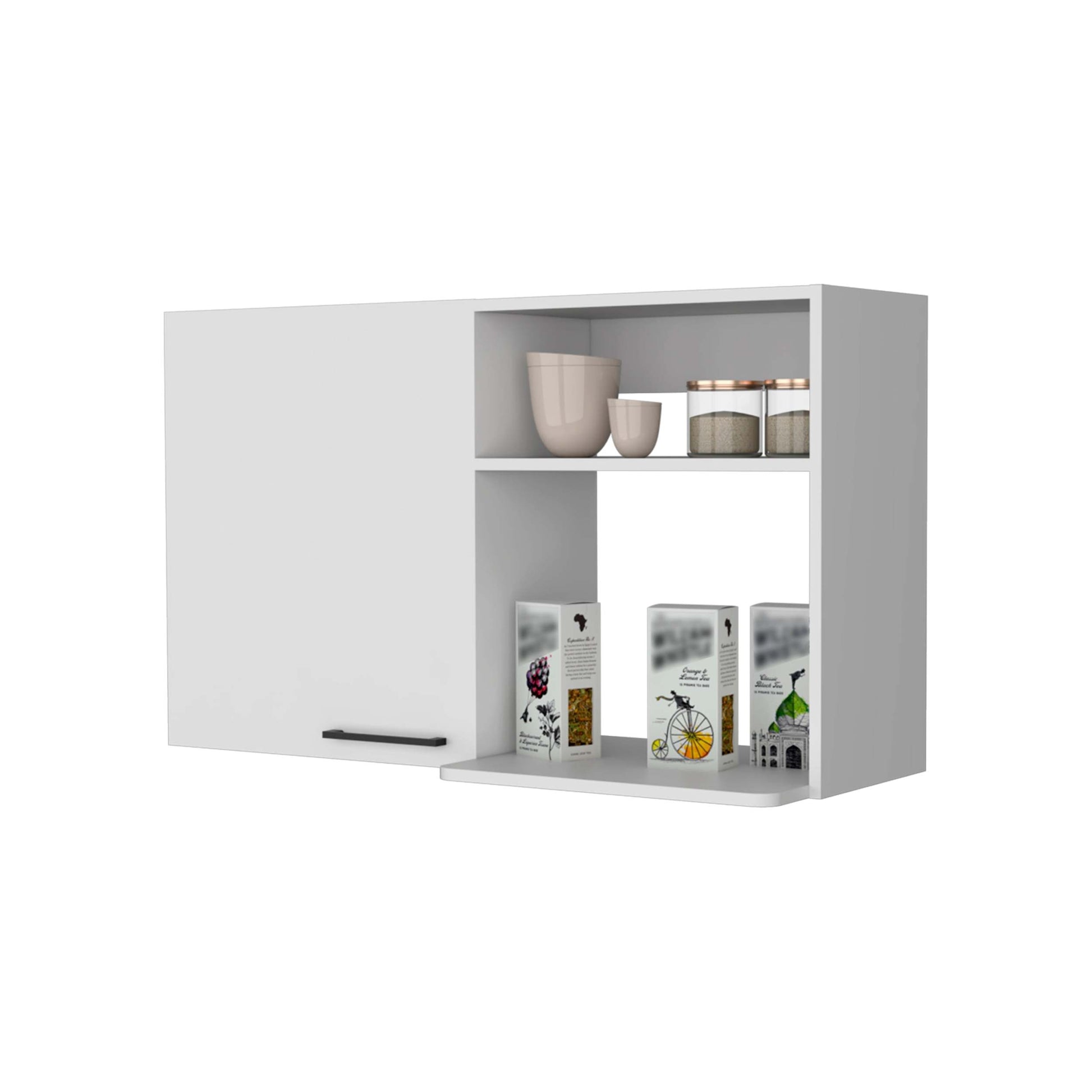 Lawen Tall Storage Cabinet, Single Door, 3 Broom Hangers White Mdf Engineered Wood