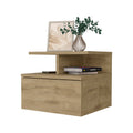 Augusta Floating Nightstand With 2 Tier Shelf And 1 Drawer Beige 1 Drawer Bedroom Rectangle Modern Shelf Mdf Engineered Wood