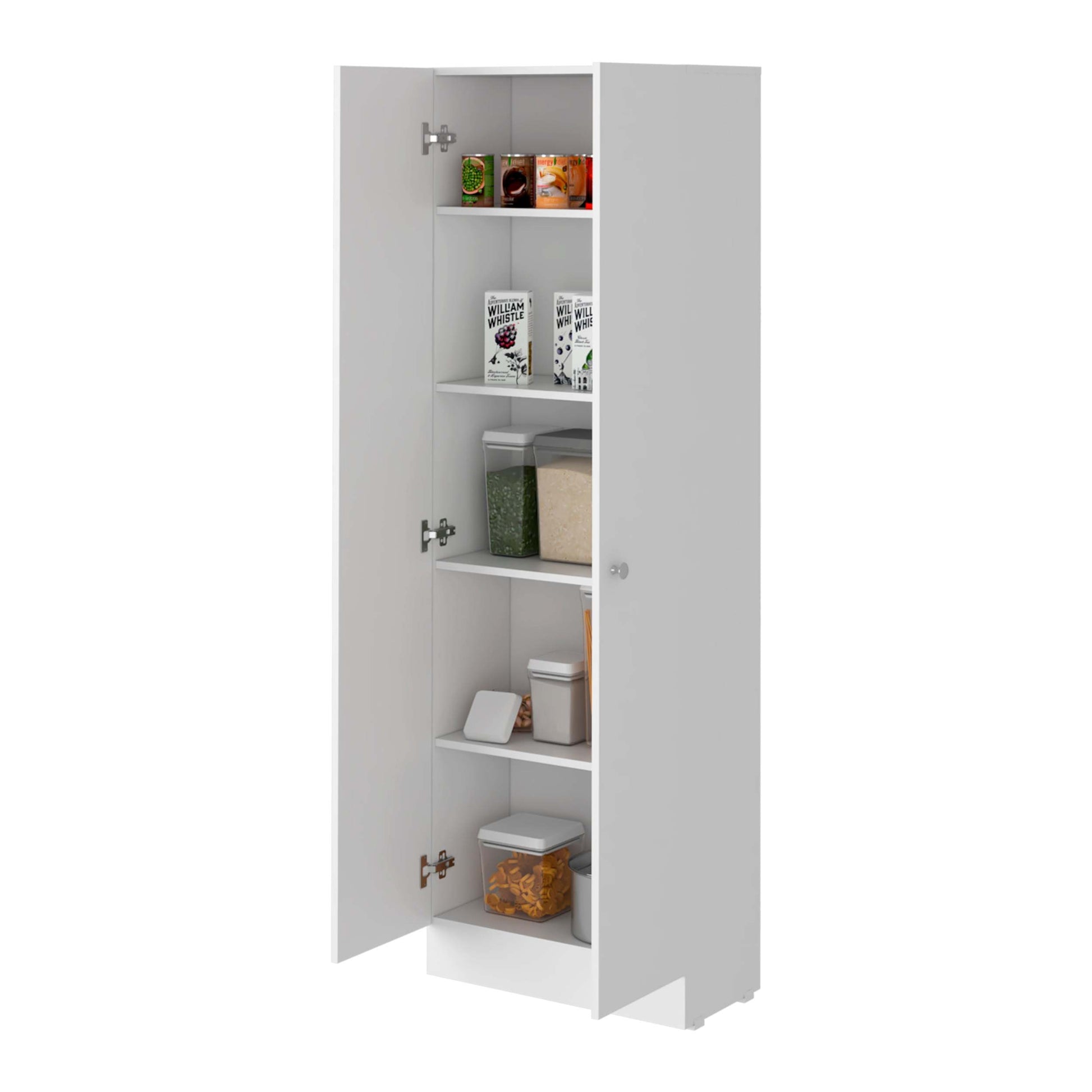 Virginia Double Door Storage Cabinet, Five Shelves White Mdf Engineered Wood