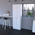 Virginia Double Door Storage Cabinet, Five Shelves White Mdf Engineered Wood