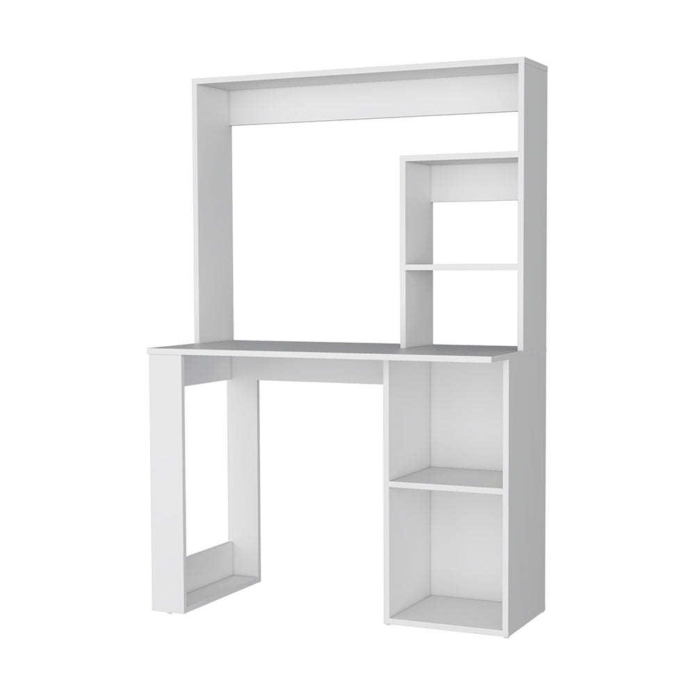 Carroll Computer Desk With Hutch And Storage Shelves White Mdf Engineered Wood