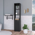 Kansas Linen Cabinet, Three Shelves, One Cabinet Black Mdf Engineered Wood