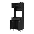 Bay Area Pantry, Two Door Cabinets, One Drawer, Four Adjustable Metal Legs Black Mdf Engineered Wood