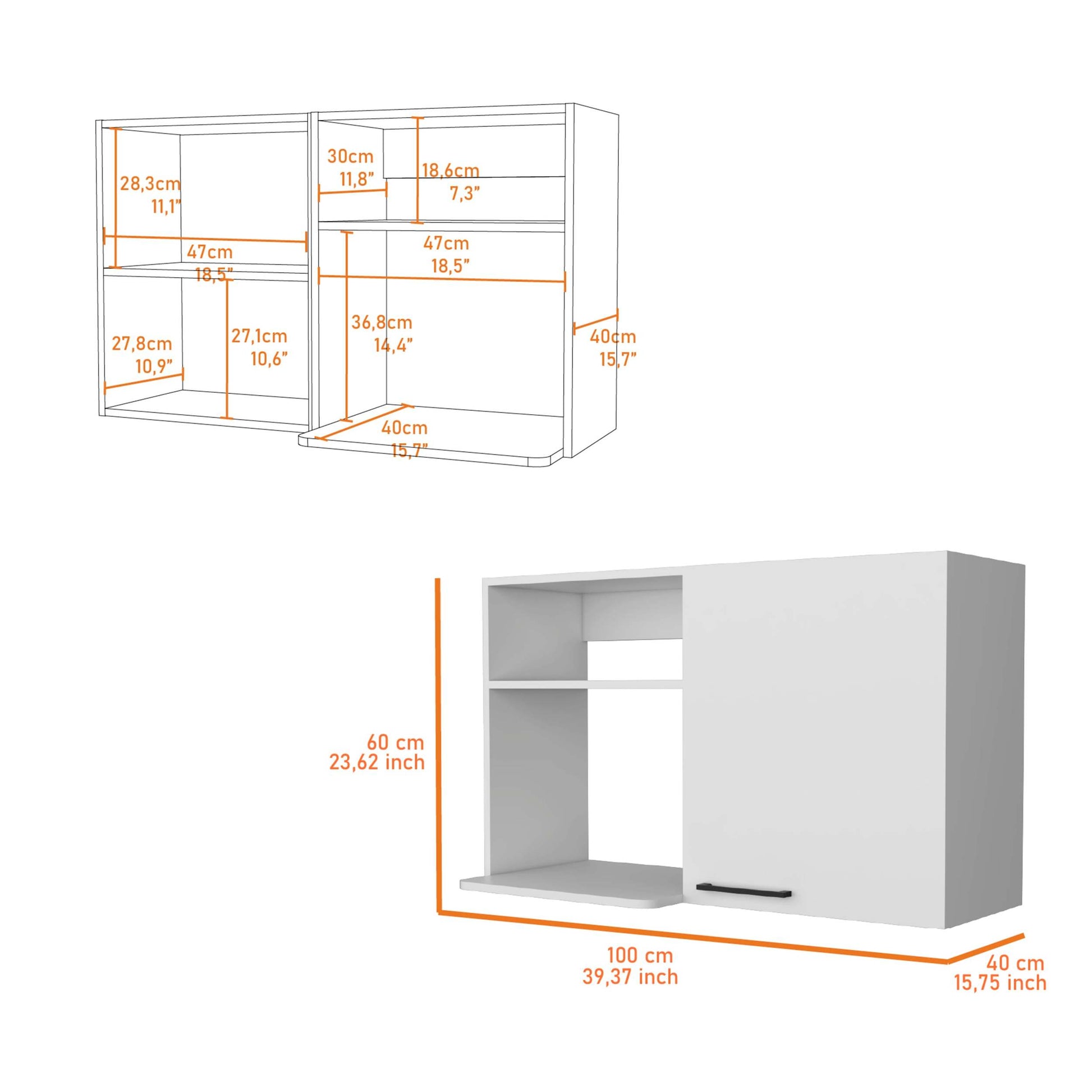 Lawen Tall Storage Cabinet, Single Door, 3 Broom Hangers White Mdf Engineered Wood