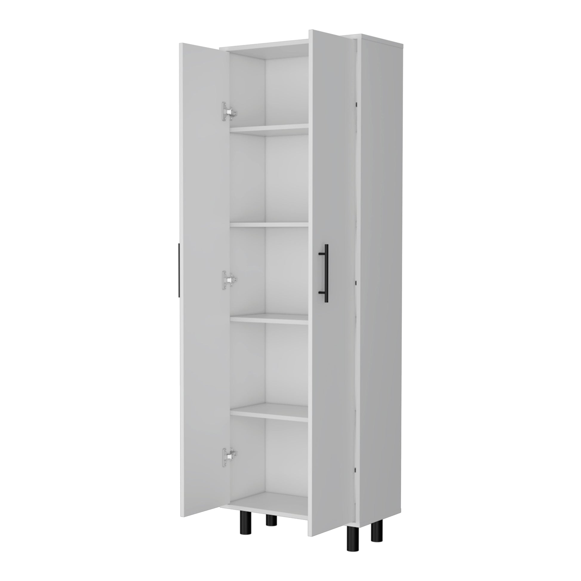 Oklahoma Tall Pantry Cabinet, Cupboard Storage Organizer With 5 Shelf White Mdf Engineered Wood