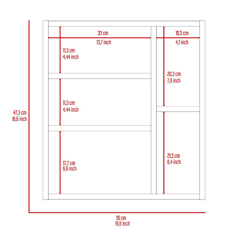 Minsk Medicine Cabinet, Mirror, Two External Shelves, Single Door Cabinet, Three Interior Shelves White Mdf Engineered Wood