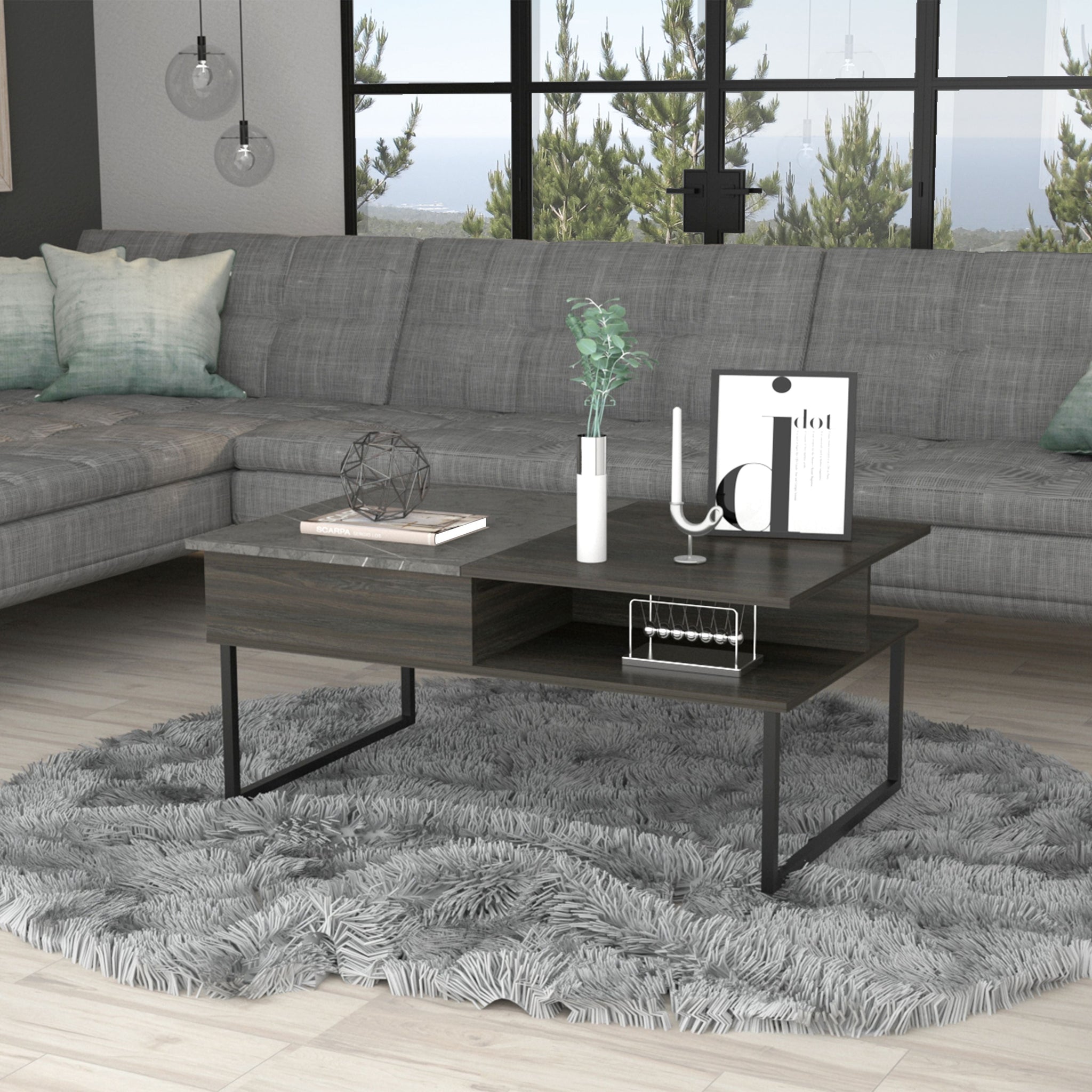 Dayton Lift Top Coffee Table Multicolor Freestanding Rectangular Open Storage Coffee & End Tables Rectangular Mdf Engineered Wood