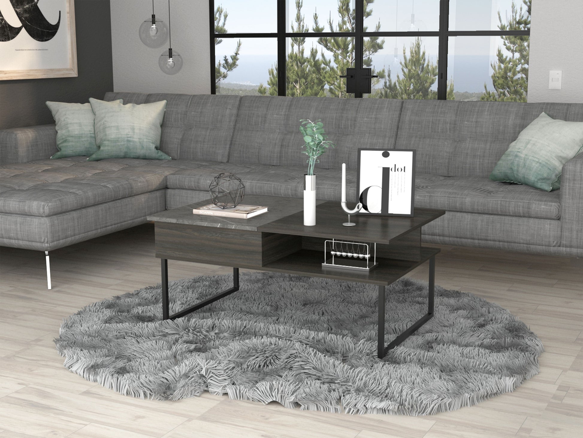 Dayton Lift Top Coffee Table Multicolor Freestanding Rectangular Open Storage Coffee & End Tables Rectangular Mdf Engineered Wood