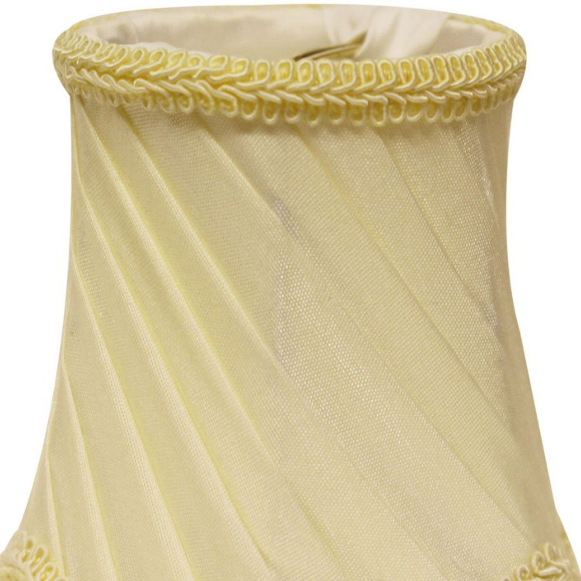 Slant Swirled Side Pleat Chandelier Lampshade With Flame Clip, Oyster Set Of 6 White Silk