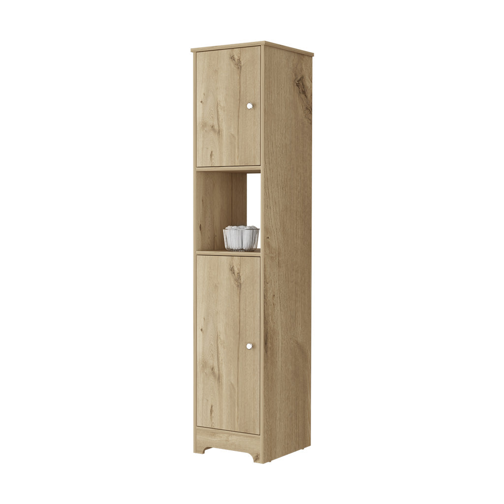 Charlotte Linen Cabinet, 2 Single Door Cabinet, Division, One Shelf Beige 2 1 Bathroom Freestanding Modern Mdf Engineered Wood