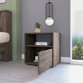 Valencian Nightstand, One Open Shelf, One Cabinet, Superior Top Brown Mdf Engineered Wood