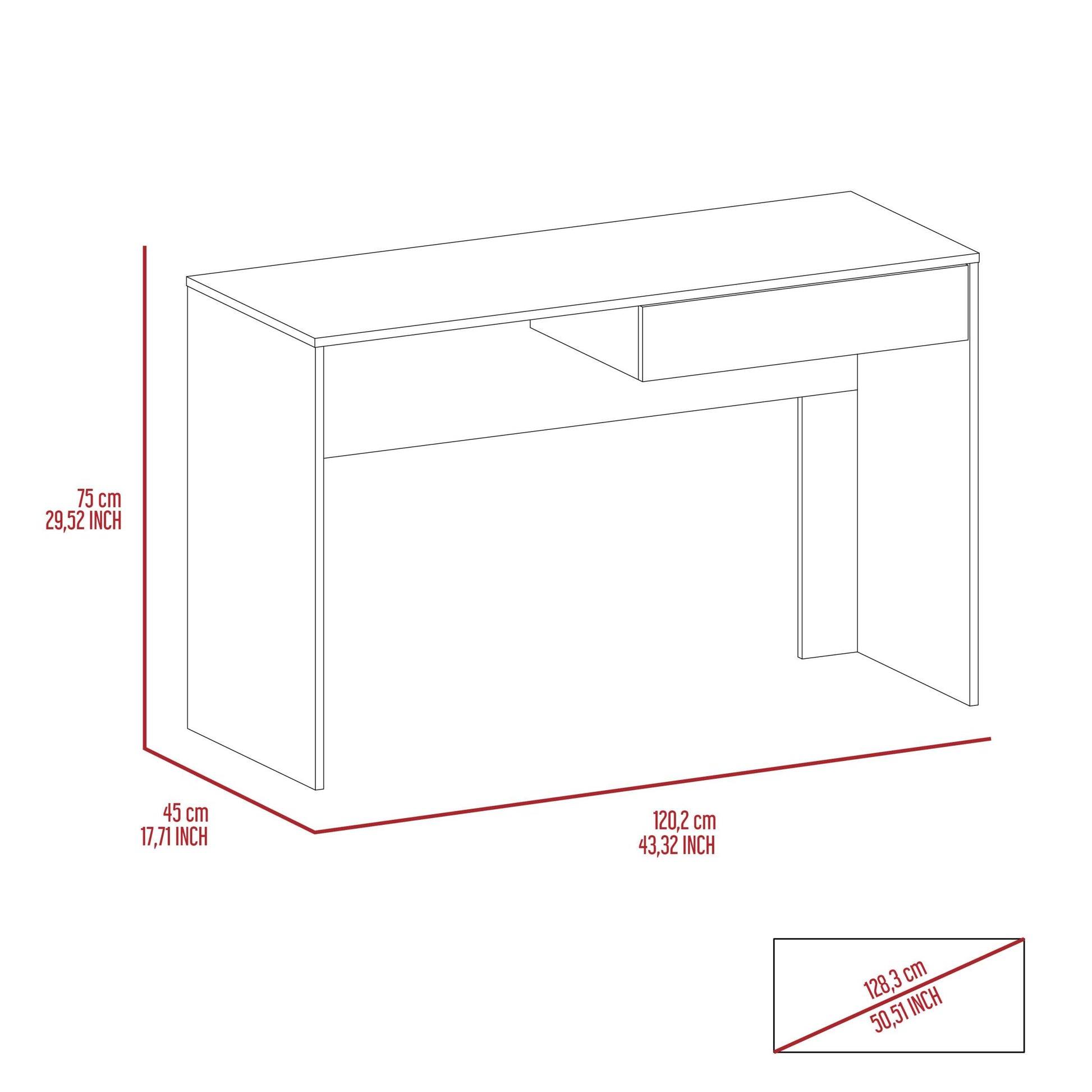 Tampa Writing Computer Desk, One Drawer Black Lockable Drawer Or Cabinet Computer Desk Office American Design,Modern Pine Rectangular Drawers Computer Tables Rectangular Pine Engineered Wood