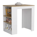 Harlan Kitchen Island, Counter Height Table Top With 3 Side Shelf Multicolor Mdf Engineered Wood