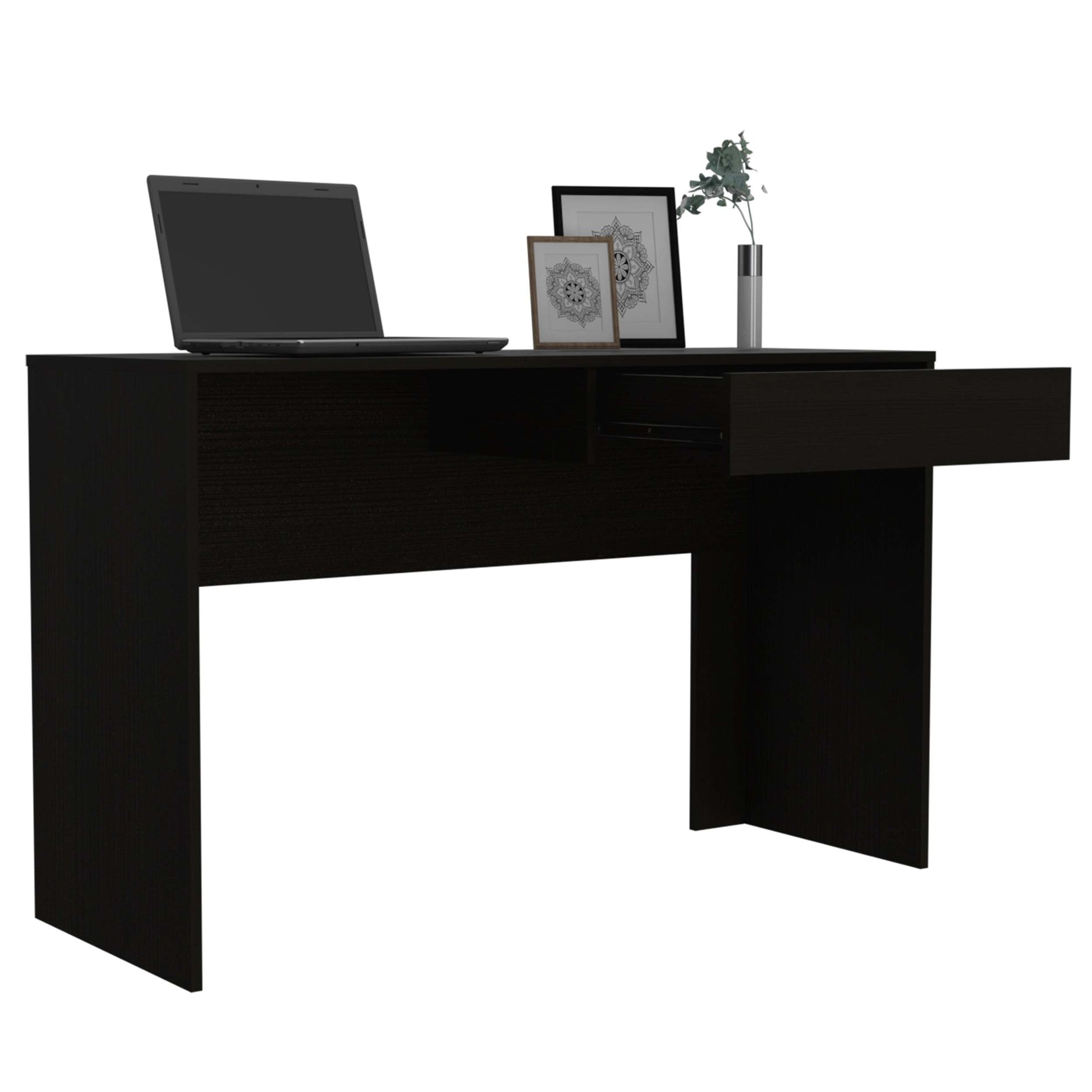 Tampa Writing Computer Desk, One Drawer Black Lockable Drawer Or Cabinet Computer Desk Office American Design,Modern Pine Rectangular Drawers Computer Tables Rectangular Pine Engineered Wood