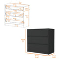 Avra 3 Drawer Dresser, Manufactured Wood Top And Front Chest Of Drawers Black Mdf Engineered Wood