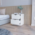 Dillon 2 Drawers Nightstand, Bedside Table With Storage White 2 Drawers Bedroom Rectangle Modern Shelving Mdf Engineered Wood