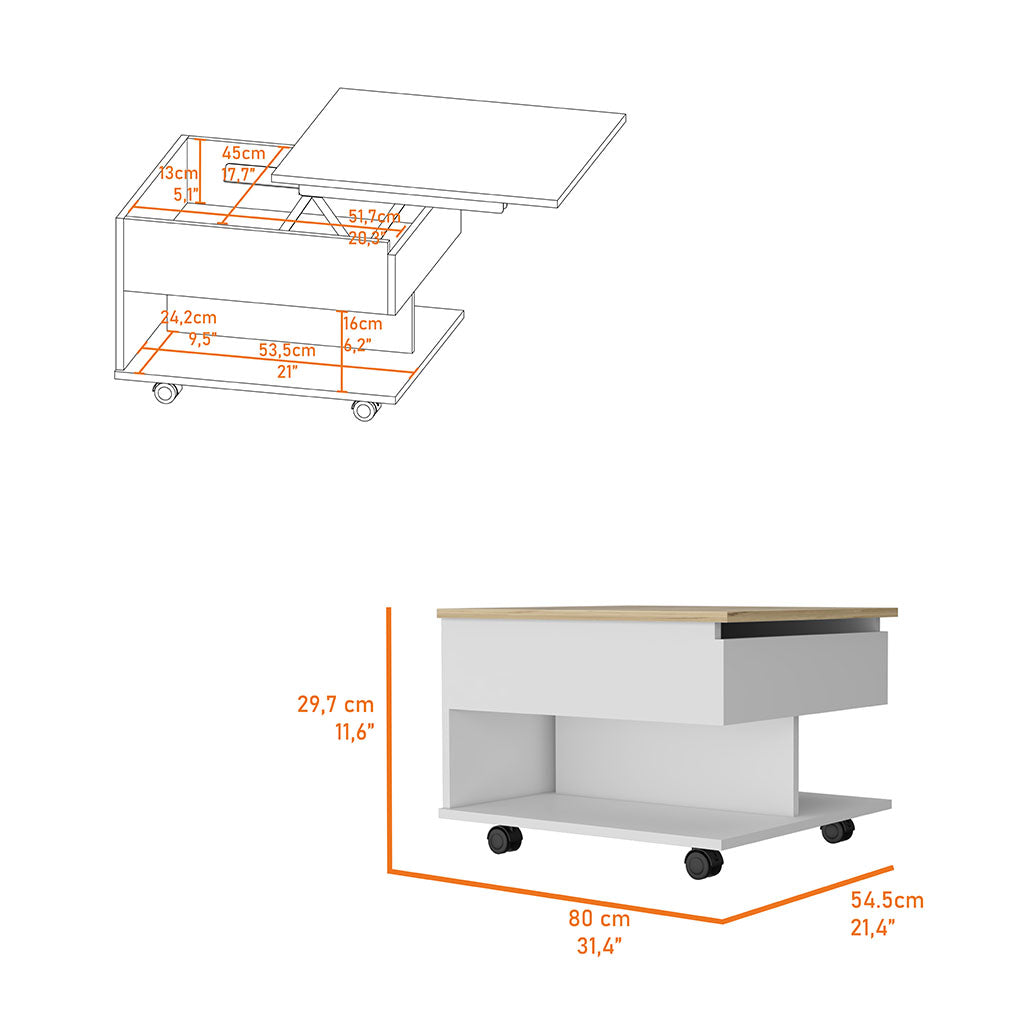 Portland Lift Top Coffee Table Multicolor Primary Living Space Modern Freestanding Rectangular Hutch Coffee & End Tables Rectangular Mdf Engineered Wood