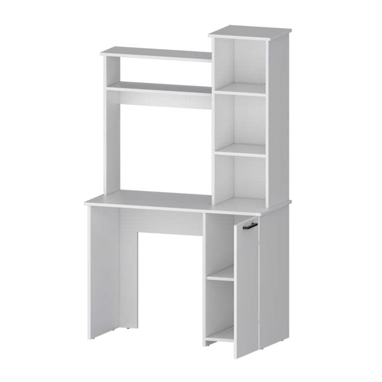 Rumford Computer Desk With Hutch And 3 Tier Storage Shelves White Mdf Engineered Wood