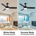 Smart 48 In. Integrated Led Balck Ceiling Fan With Remote Contorl And Plywood Blades Black Plywood