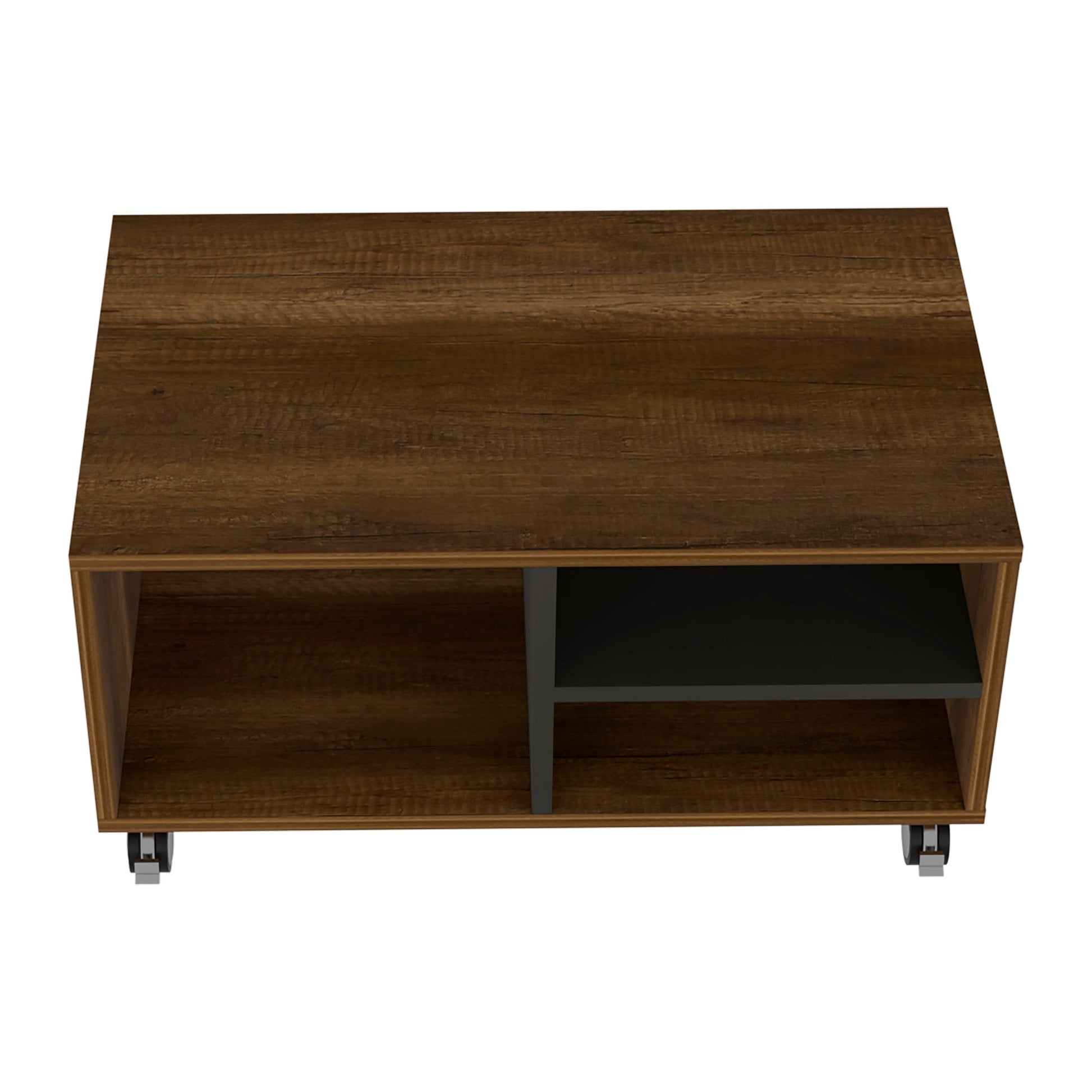 Lisboa Coffee Table, Four Casters, Three Shelves Multicolor Mdf Engineered Wood