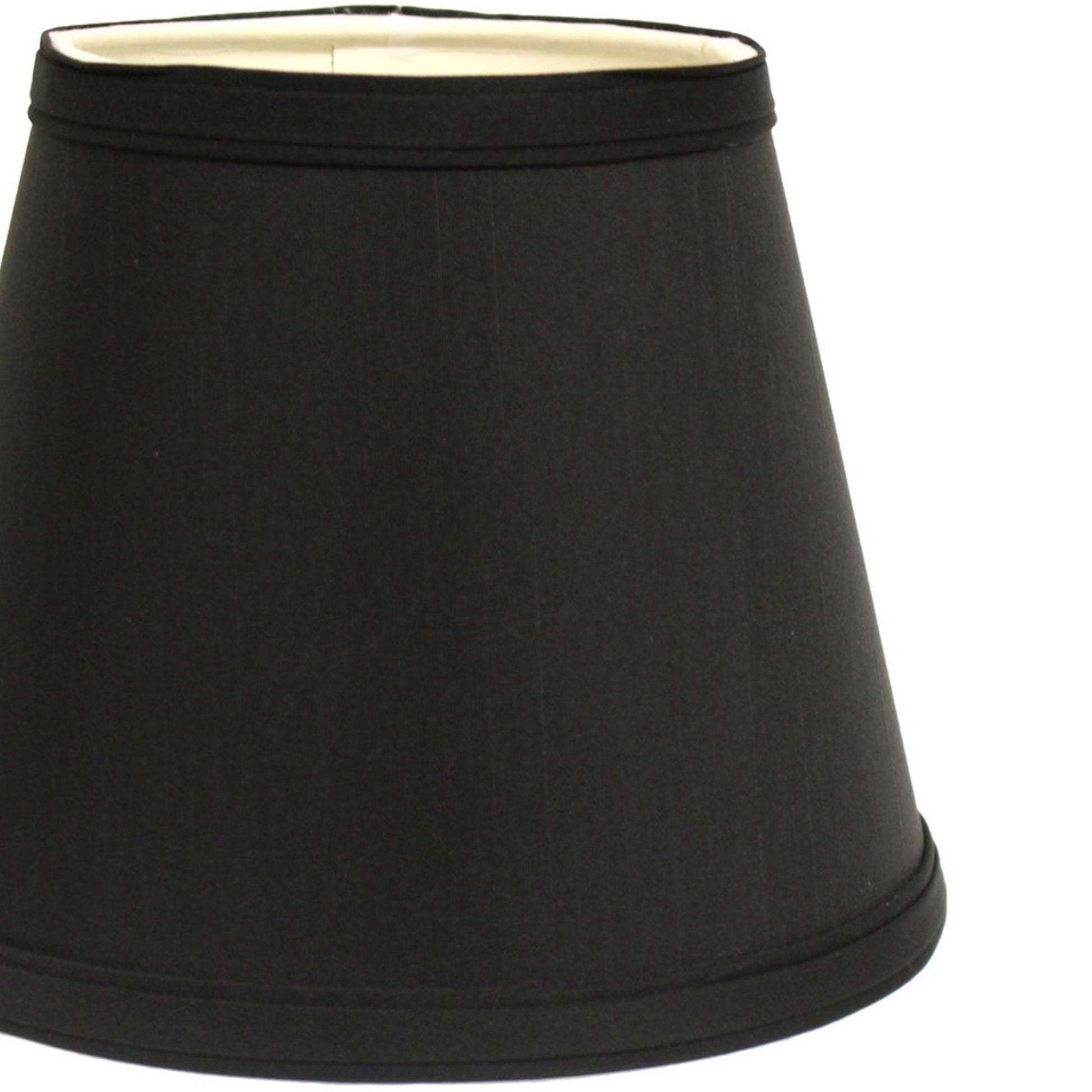 Slant Empire Hardback Lampshade With Uno Fitter, Black With White Lining Black White Shantung