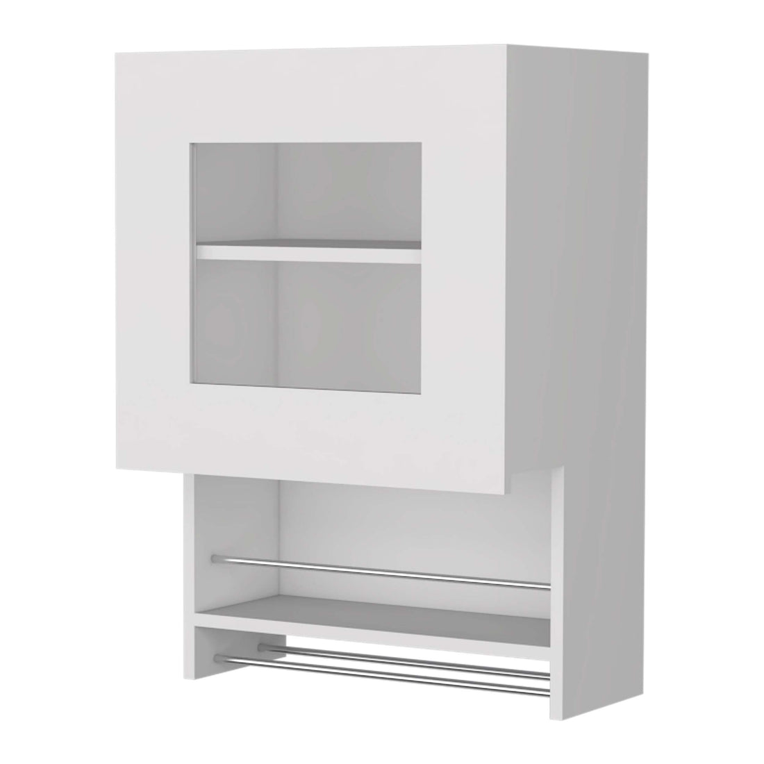 Sunriver Corner Shelf With Cabinet, 3 Tier Shelf, Metal Handles White Mdf Engineered Wood