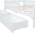 Twin Size Wood Platform Bed With Guardrails On Both Sides And Two Storage Drawers ,White Twin White Wood