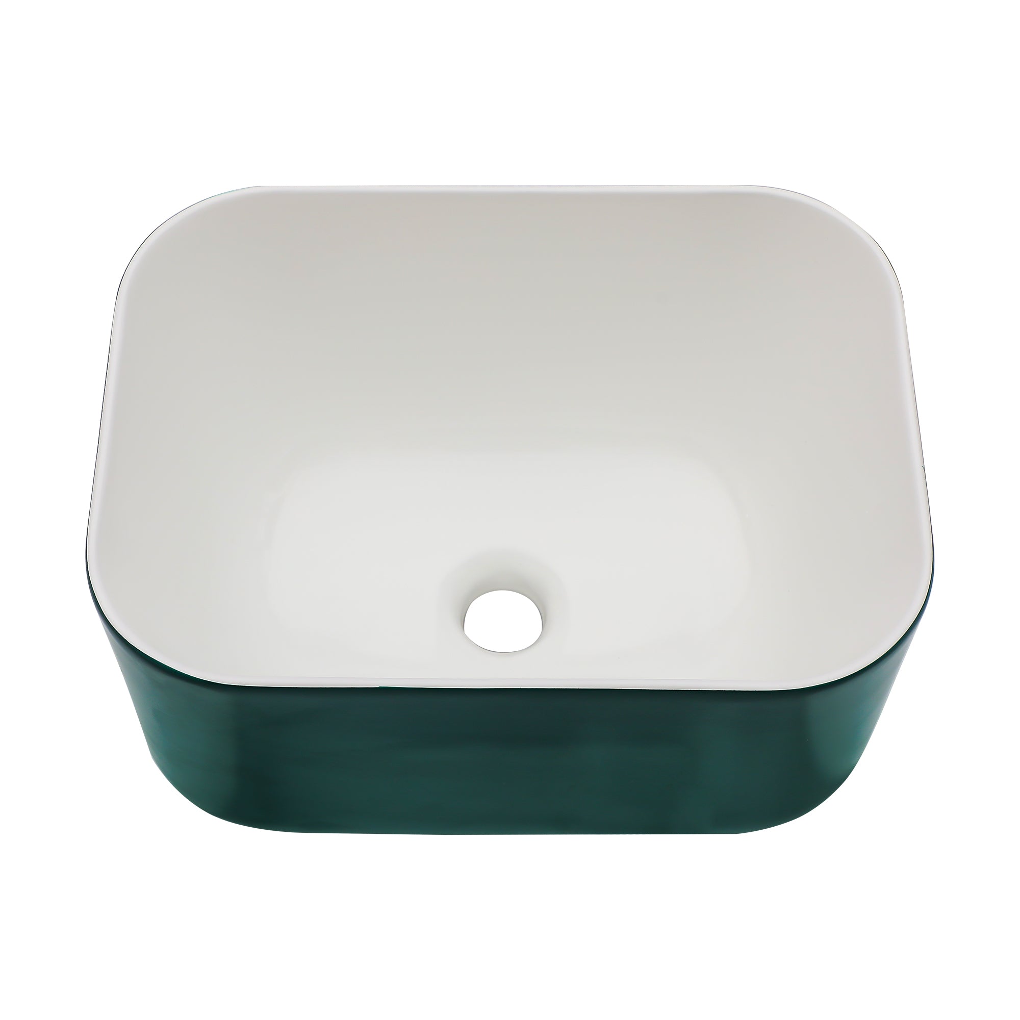 16X12 Inch Ceramic Square Vessel Bathroom Sink Green Ceramic