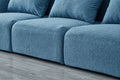 Living Room Furniture Three Seat Lazy Sofa Teddy Fabric Blue Blue Foam Teddy