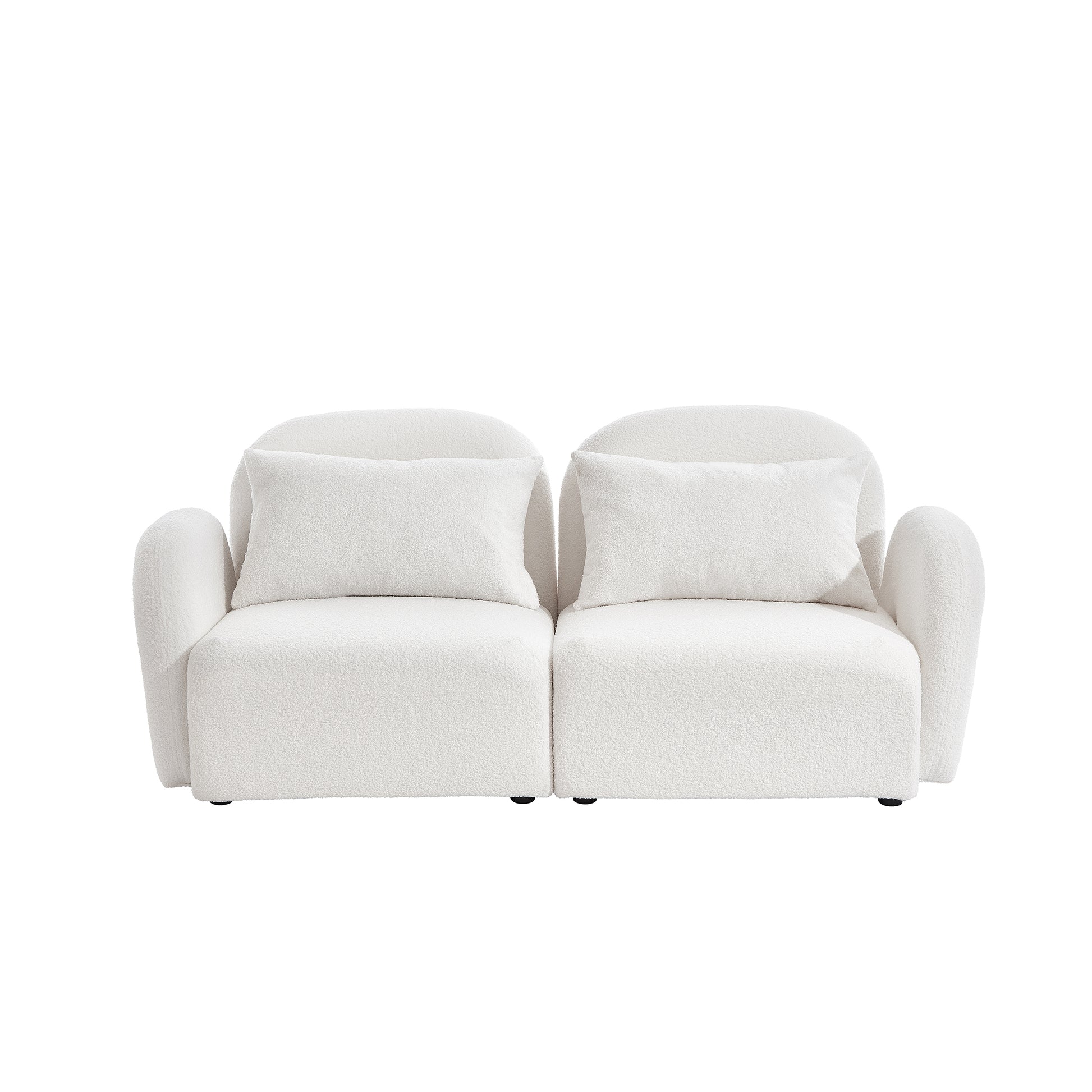 Living Room Furniture Lazy Sofa Loveseat Teddy Fabric White White Foam Teddy