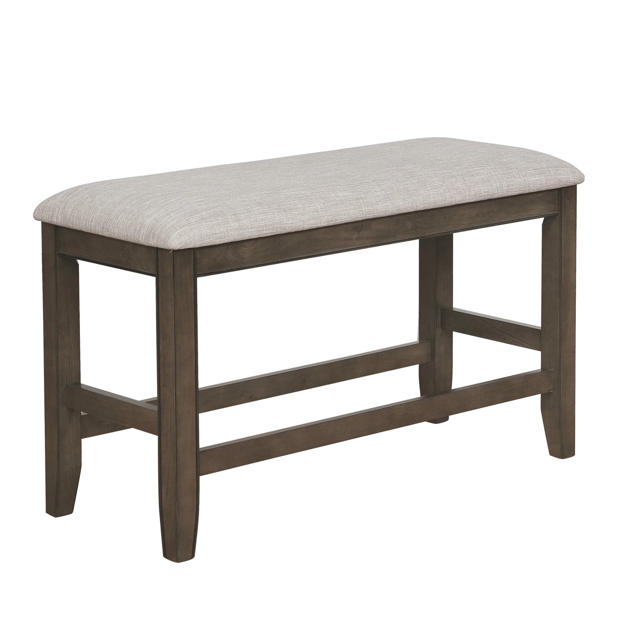 Farmhouse Style 1Pc Gray Counter Height Bench Footrest Upholstered Seat Wooden Furniture Gray Linen Or Linen Blend Dining Room Rectangular Grey Contemporary,Transitional Wood