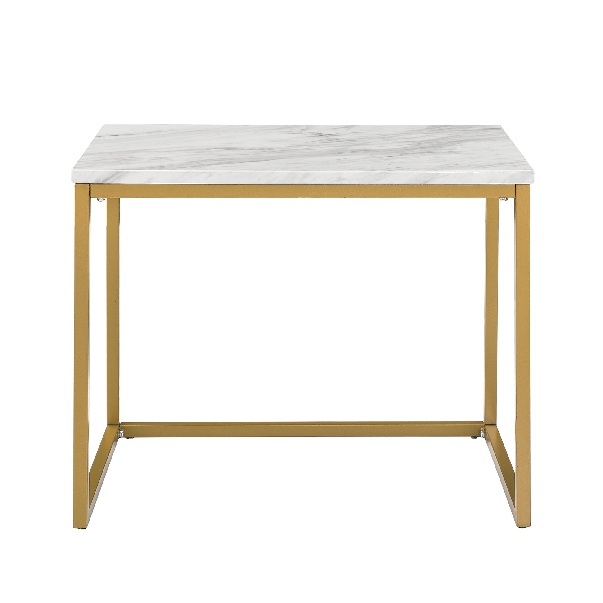 White Faux Marble Coffee Table Simple Modern 1Pc Coffee Tables With 2Pcs Table For Living Room And Office, White Gold Gold Desk Top Office American Design Metal Metal