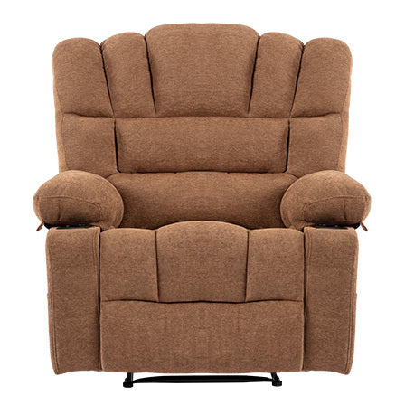 Massage Recliner Chair Sofa With Heating Vibration Brown Chenille Manual Handle Metal Primary Living Space Soft Cushion Back American Design,American Traditional,Classic,Minimalist,Modern Pillow Top Arms Foam Wood Metal