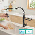 Purifier Kitchen Faucet Drinking Water Faucet, Pull Down Water Filter Kitchen Sink Faucets Matte Black Black Kitchen Contemporary Ceramic Brass