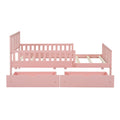 Twin Size Wood Platform Bed With Guardrails On Both Sides And Two Storage Drawers ,Pink Twin Pink Wood