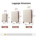 Hardshell Luggage Sets 3 Pcs Spinner Suitcase With Tsa Lock Lightweight 20''24''28'' Brown White Abs