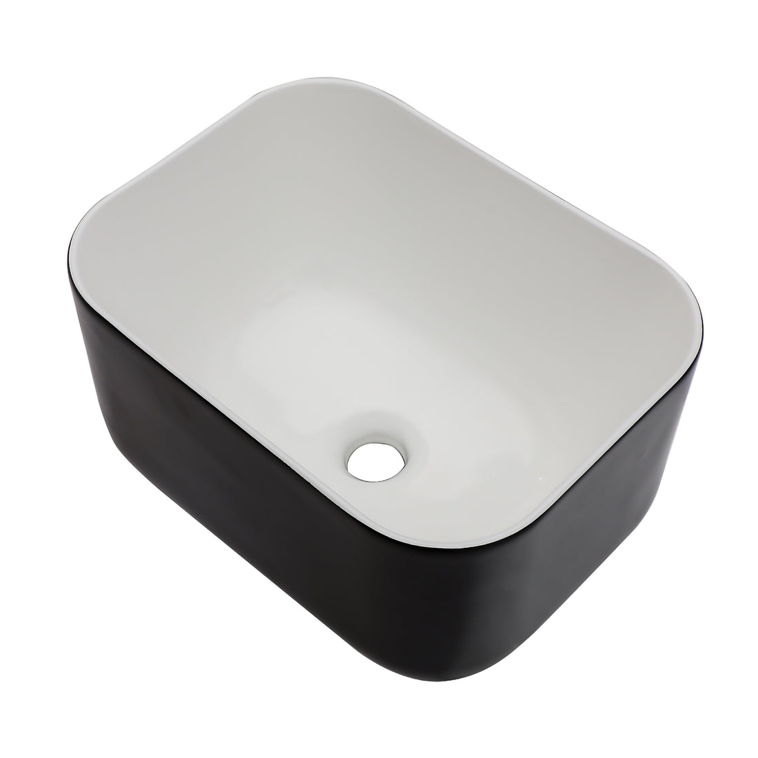 16X12 Inch Ceramic Square Vessel Bathroom Sink Black Ceramic