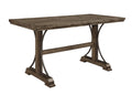 1Pc Light Brown Finish Curved Metal Accents Trestle Base Rectangular Counter Height Dining Table Wood Wooden Metal Furniture Brown Brown Seats 6 Dining Room Casual,Industrial,Transitional Rectangular Kitchen & Dining Tables Rectangular Wood Trestle