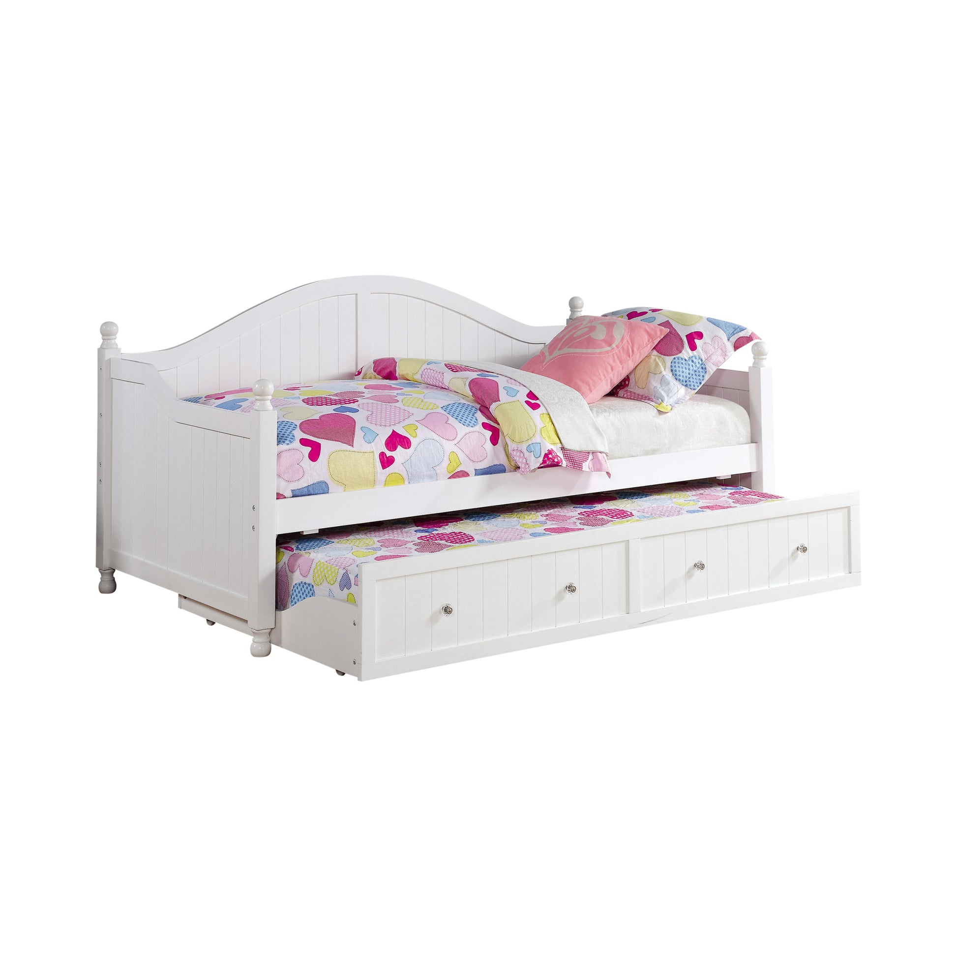 White Twin Daybed With Trundle Box Spring Not Required Twin White Wood White Bedroom Transitional Pine Wood