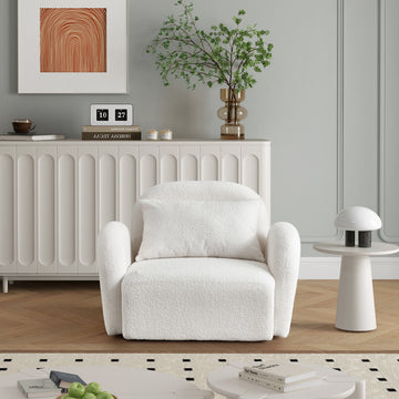 Living Room Furniture Lazy Sofa Chair Teddy Fabric White White Teddy Foam Teddy